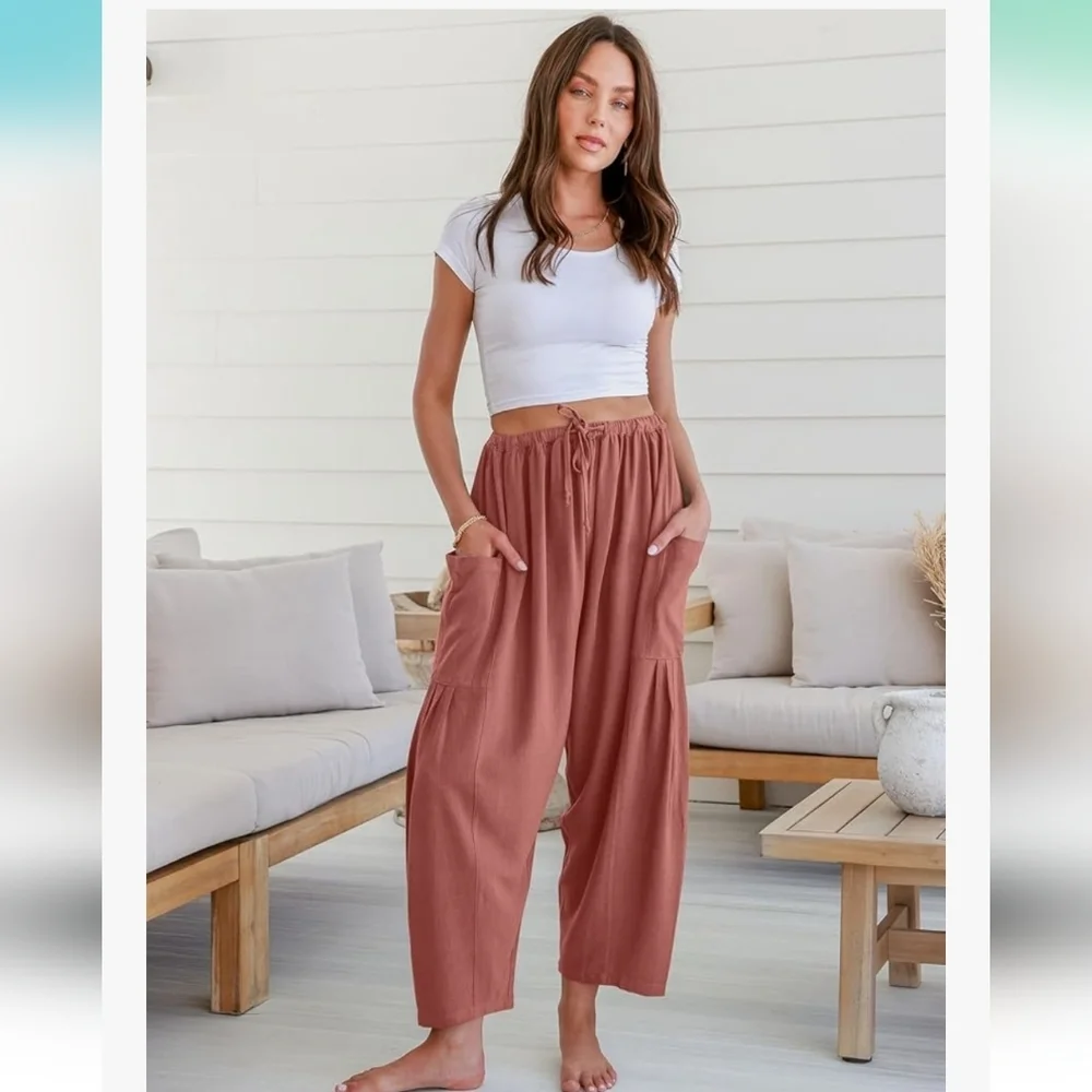 ⭐️40% Off⭐️ Tarse Linen Blend Wide Leg Palazzo Harem Pants - Picture 2 of 14